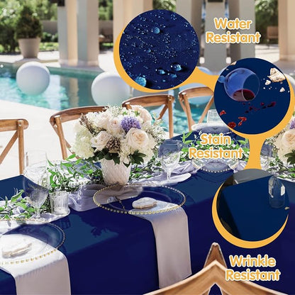 BRILLMAX 6 Pack Navy Blue Tablecloths 70x120 Inch for 6-8ft Rectangle Table | 150 GSM Polyester Fabric, Universal Fit, Water, Stain & Wrinkle Resistant Cloth Cover for Wedding Reception Banquet Party