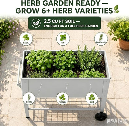 LEETOLLA 𝐑𝐚𝐢𝐬𝐞𝐝 𝐆𝐚𝐫𝐝𝐞𝐧 𝐁𝐞𝐝 𝐎𝐮𝐭𝐝𝐨𝐨𝐫 Elevate Herb Garden Planter Box Outdoor Raised Planter Box with Legs On Wheels for Vegetables Flower Tomato Patio Backyard