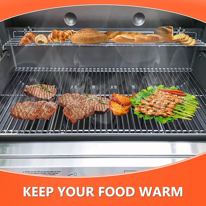 66045 Grill Warming Rack for Weber GS4 Genesis II E-410 S‑410, SE‑410 Grills & 400 Series Grills, Foldable Stainless Steel Warming Rack for Genesis 66045