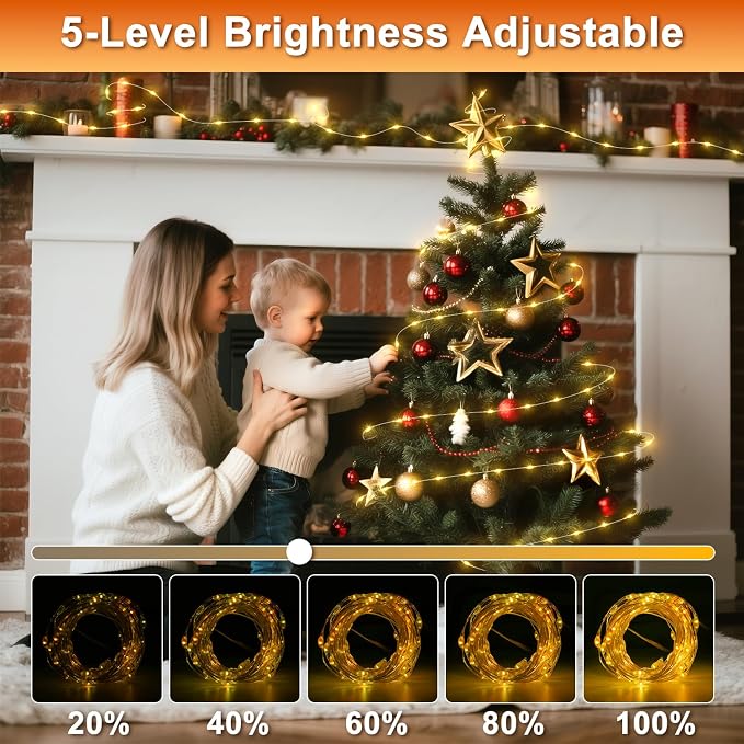 OMIKA Fairy Lights Plug in, 16 Color Changing, 40ft 120 LED Twinkle Lights with Remote Timer, 132 Modes Firefly Decorative Lighting for Bedroom Wedding Christmas Tree Halloween Décor