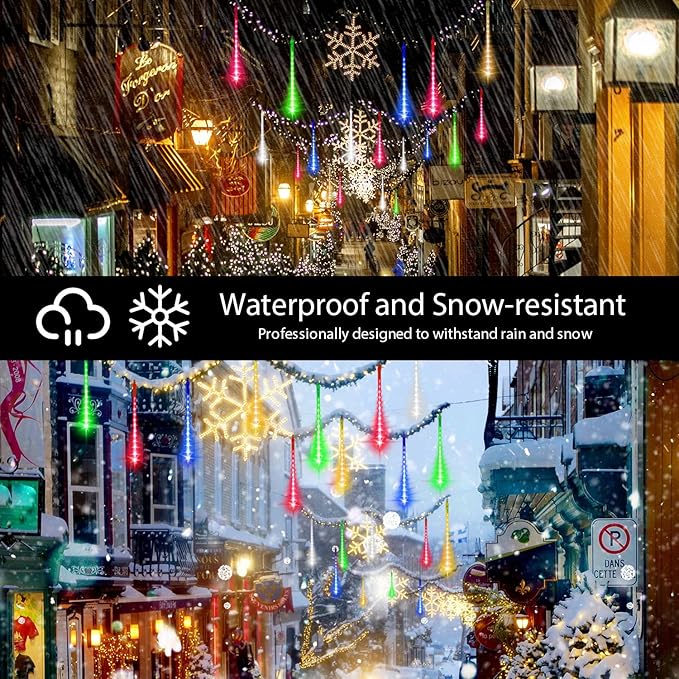LAMPHOME Christmas Lights Outdoor,12-inch LED Meteor Shower Icicle Lights, 10 Tubes 240 LED String Lights. Waterproof Plug, Shower Rain for Xmas Tree Yard House Decor Multi-Colored