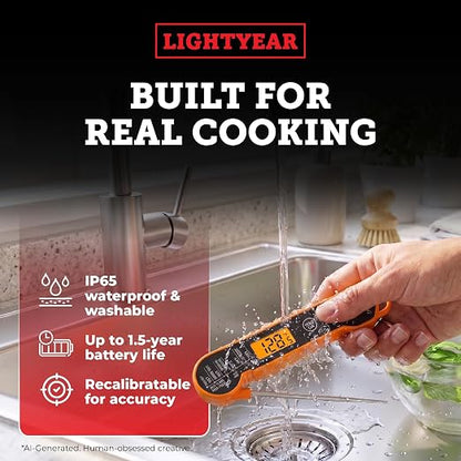 Lightyear Digital Meat Thermometer – Instant Read for Grilling | Cooking thermometer for meat, BBQ and grilling – grilling thermometer, food thermometer, waterproof meat temp probe