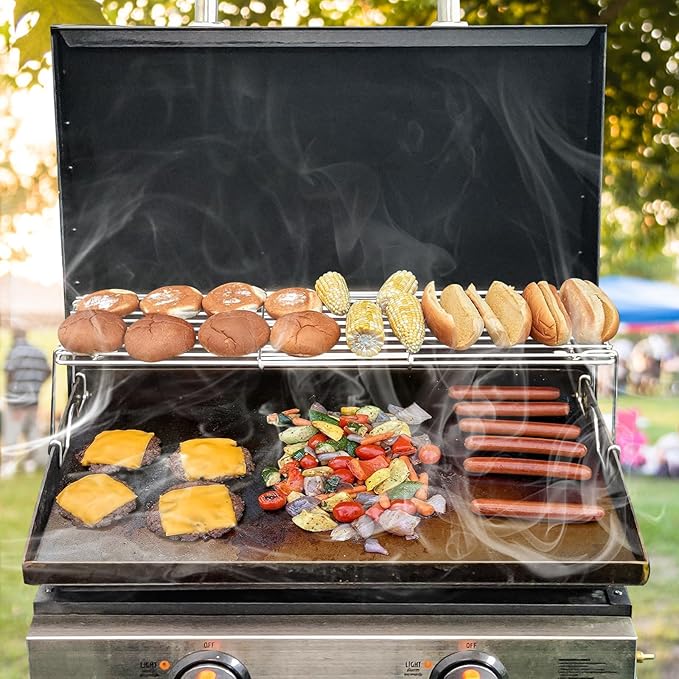Utheer Warming Rack for Blackstone 17 & 22" Griddle, Adjustable Griddle Accessories Cooling Warming Rack for Blackstone Weber Camp Chef Pit BOSS Cuisinart More Tabletop Flat top 17-26 Inch Gas Grills