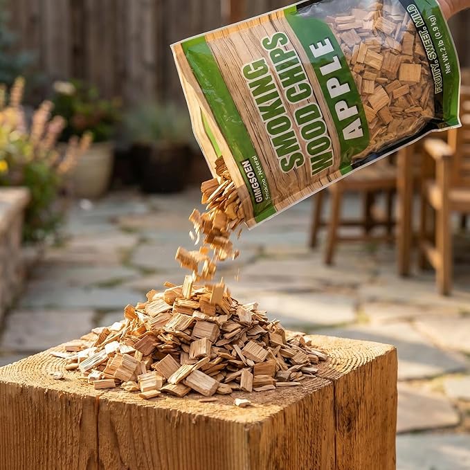 Apple Wood Smoking Chips 2 lb – Natural Fruit Wood Chips for Smoker & Grill, Mild Sweet Smoke Flavor for Chicken, Pork & Fish, Clean Burning, No Chemicals