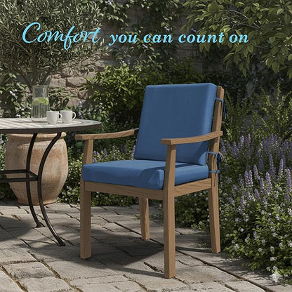 California Umbrella Outdoor Dining Chair, Patio Seat Cushion, 20 x 40 Inch, Premium Outdoor Memory Foam, Fade Resistant Sunbrella Fabric, Fabric Ties,Regatta