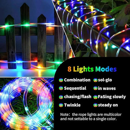 Solar Rope Lights Waterproof IP65 39FT 100LEDs 4 Pack Outdoor LED Outdoor Remote-Control Lights for Party Garden Yard Home Wedding Christmas Halloween Holiday Tree Decoration Lighting(Multi Color)