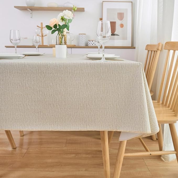 LIBERECOO Heavy Duty Vinyl Tablecloth with Flannel Backing Waterproof Oil-Proof Plastic Table Cloth Stain-Resistant Wipeable Rectangle or Square Table Cover for Indoor and Outdoor 60 x 84 Inch