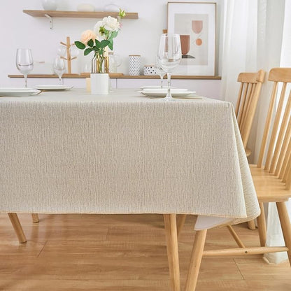 LIBERECOO Heavy Duty Vinyl Tablecloth with Flannel Backing Waterproof Oil-Proof Plastic Table Cloth Stain-Resistant Wipeable Rectangle or Square Table Cover for Indoor and Outdoor 60 x 84 Inch