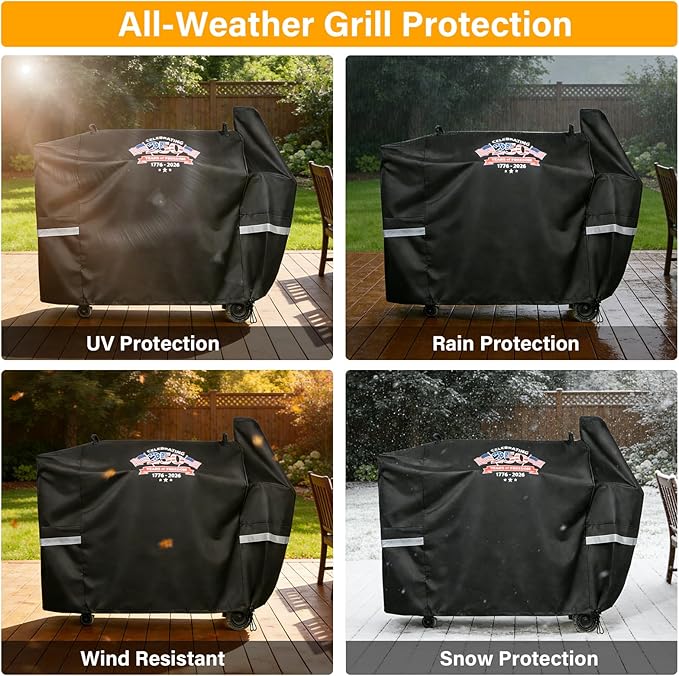 Grill Cover for Pit Boss Austin XL, Rancher XL, 1000 Series, 1100 Pro, 1150 Pro & Z Grills 1000 Series, Waterproof 600D Pellet Smoker Cover, 1776-2026 Patriotic Design