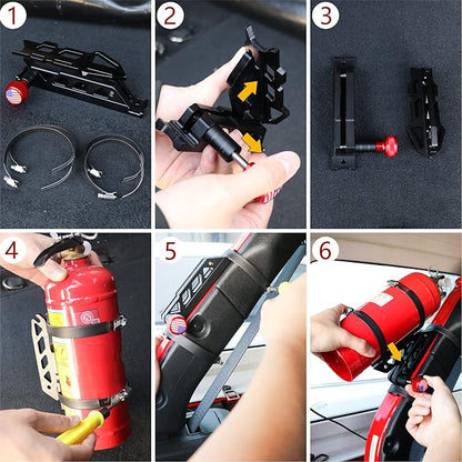 Adjustable Roll Bar Fire Extinguisher Mount Holder for Jeep Wrangler TJ JK JKU JL UTV Polaris RZR Ranger Camper Van, Aluminum, Quick Release, Upgrade