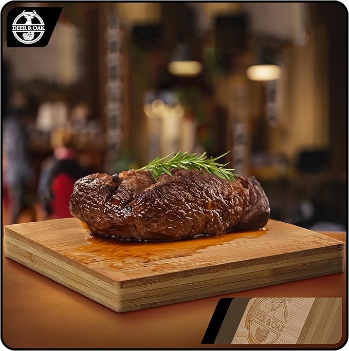 Deer & Oak Premium Solid Wood Cutting Board (15.8 X 11.8 X 1.5 inches) - Extra Thick - Brown with Black Accents - Chopping Board
