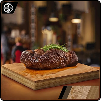 Deer & Oak Premium Solid Wood Cutting Board (15.8 X 11.8 X 1.5 inches) - Extra Thick - Brown with Black Accents - Chopping Board