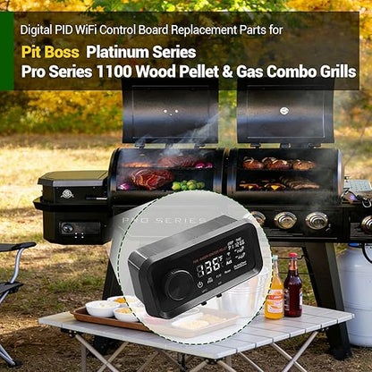 Digital PID WiFi Control Board Replacement Parts for Pit Boss Pro Series 1100 Combo Wood Pellet Grills, Advanced PID Controller Delivers Even Temp, Replacement for Part 80159 with 2Pack Meat Probes