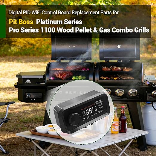 Digital PID WiFi Control Board Replacement Parts for Pit Boss Pro Series 1100 Combo Wood Pellet Grills, Advanced PID Controller Delivers Even Temp, Replacement for Part 80159 with 2Pack Meat Probes