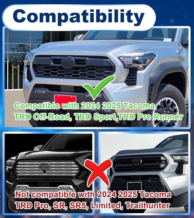White Front Grill Lights for 2024-2026 Tacoma trdSport Off Road Sport | 4 in 1,2027 2025 tacoma trdsport raptor grills light accessories