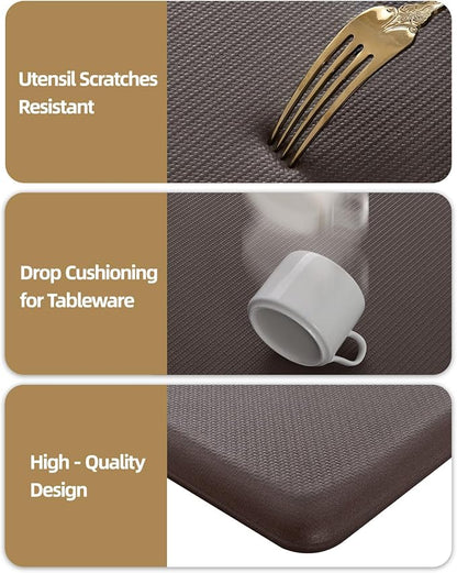 Color&Geometry 0.71" Extra Thick Anti Fatigue Cushion Kitchen Floor Mat,Easy Clean, Water & Oil Proof, Non Slip, Foam Padded Runner Rug for Front Sink,20"x 71" Brown (2.0 Version)
