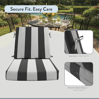 California Umbrella Outdoor Dining Chair, Patio Seat Cushion, 20 x 40 Inch, Premium Outdoor Memory Foam, Fade Resistant Sunbrella Fabric, Fabric Ties,Cabana Classic