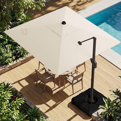 10x10FT Cantilever Outdoor Umbrella, 360° Rotating Large Offset Square Patio Umbrella, Ideal for Garden Backyard Deck Courtyard, Beige