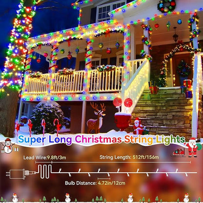 Christmas Lights Outdoor, 522FT 1300 LED String Lights with 8 Lighting Modes, Timer Memory Twinkle Fairy Lights Waterproof Plug in for Xmas Tree Wedding Party Holiday Decor(Multicolor)
