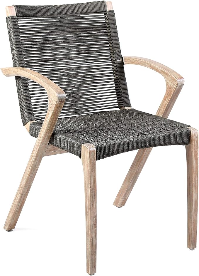 Armen Living Sachi and Nabila Outdoor 5 Piece Light Eucalyptus and Concrete Dining Set
