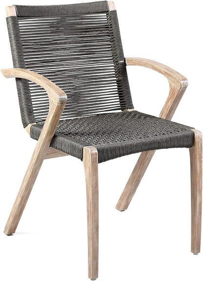 Armen Living Sachi and Nabila Outdoor 5 Piece Light Eucalyptus and Concrete Dining Set