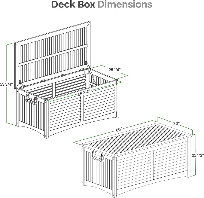 Cambridge Casual Arie Teak Outdoor Deck Storage Box Include Free Water Resistant Furniture Cover – 130 Gallon Wooden Patio Storage Box