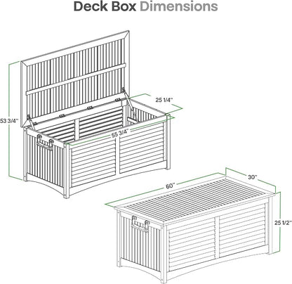 Cambridge Casual Arie Teak Outdoor Deck Storage Box Include Free Water Resistant Furniture Cover – 130 Gallon Wooden Patio Storage Box