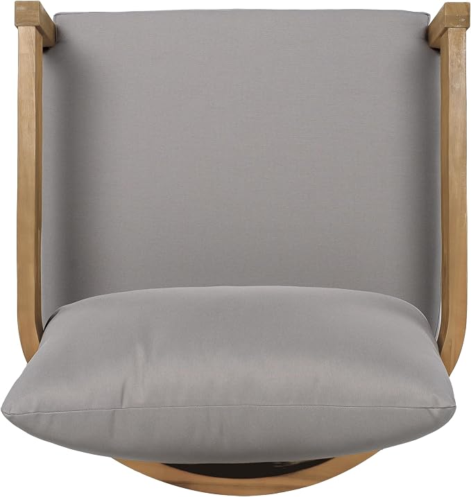 Christopher Knight Home Nadine Acacia Wood Club Chairs Set of 2, Outdoor Accent Chair, Tub Shape Design Armchair, Comfort Cushion Seating, Slat Open Back Reading Sofa for Balcony Garden, Teak+Gray