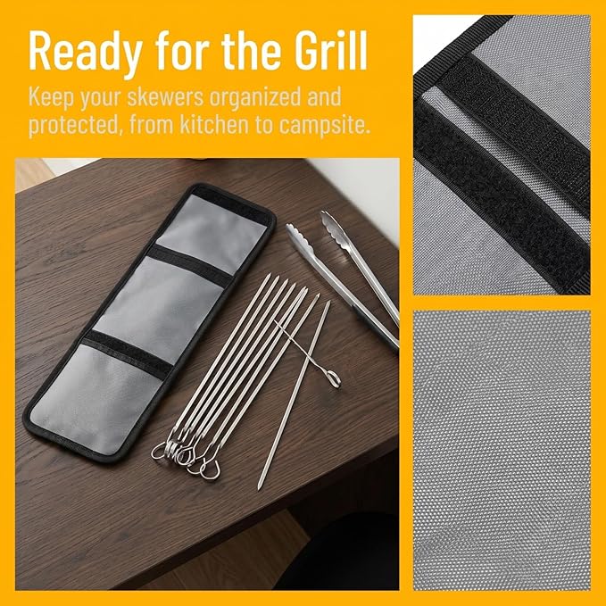 SHOWERORO 1pc Storage Bag Skewer Bag Skewer Container Tube Pouch Grilling Tools for Outdoor Grill Bbq Disposable Cutlery Pouch Cutlery Water Proof Oxford Cloth Toolkit Travel