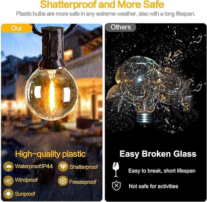 Svater 300 FT Outdoor String Lights for Outside Patio 156 Bulbs Waterproof | Commercial Grade Hanging Globe Lighting, Shatterproof G40 LED Bulbs, For Bistro Cafe Market Backyard Warm White (3*100)