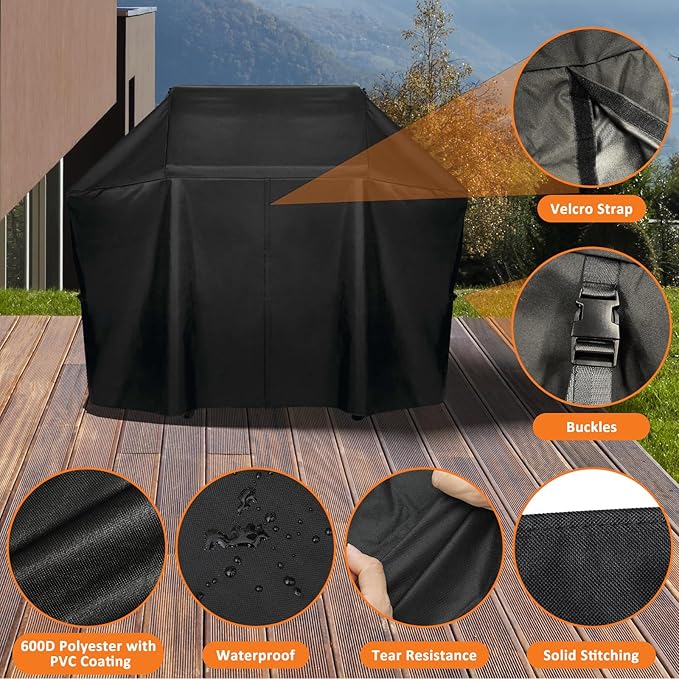 Grill Cover for Napoleon 425/525 Rogue Series Grill, Replacement for 61427 61527 Cover, 600D Heavy Duty PU Material Wateproof Grill Accessory