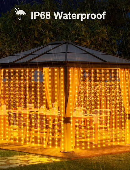 echosari 20Ft x 10Ft Smart Curtain Lights Compatible with Alexa | 600 LED Curtain Lights App Control Dynamic for Backyard Home Wedding Party Christmas Decor - RGB Color Changing IC