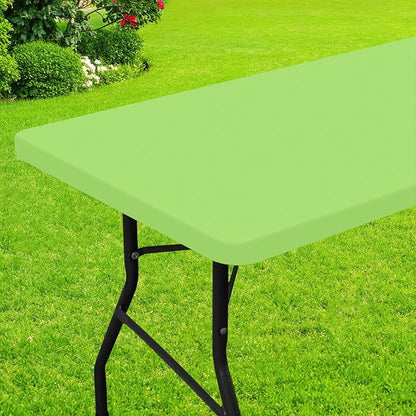Smiry Rectangle Picnic Table Cloth, Waterproof Elastic Fitted Tablecloths for 4 Foot Tables, Washable Polyester Table Cover for Camping, Indoor and Outdoor (Lime Green, 30"x48")