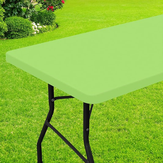 Smiry Rectangle Picnic Table Cloth, Waterproof Elastic Fitted Tablecloths for 4 Foot Tables, Washable Polyester Table Cover for Camping, Indoor and Outdoor (Lime Green, 24"x48")