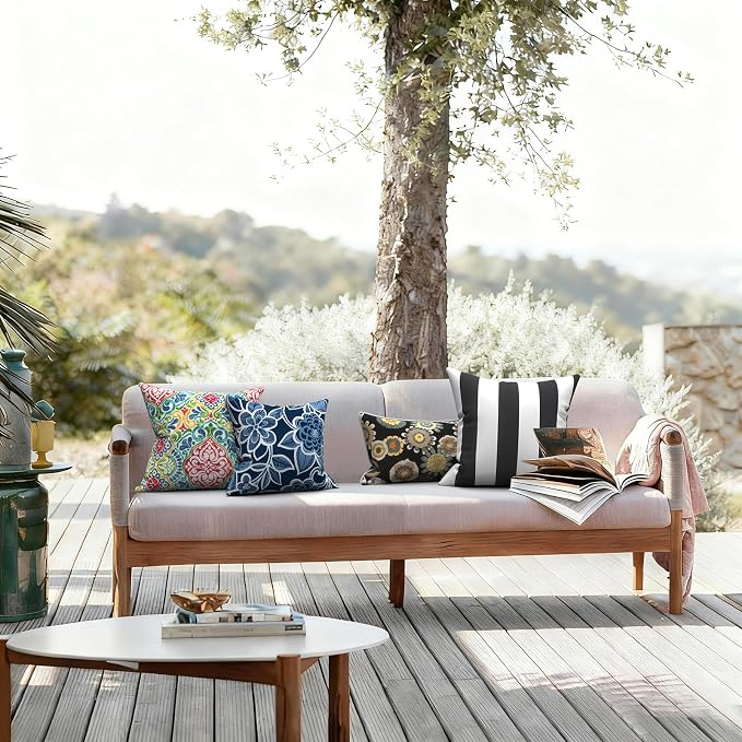 LVTXIII Outdoor Pillow Covers 20x20 Inch, 2 Pack Large Square Throw Pillow Cases, Fade-Resistant Cushion Covers for Patio Furniture Sofa, Garden Porch, Cabana Black