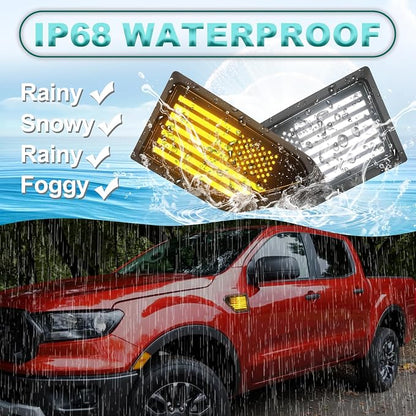 Led Amber Grill Lights and Fender Light for Ford Ranger Accessories 2019-2023 Bundle -Switchback DRL with Amber Turn Signal & Vehicle-Custom Grille Lights