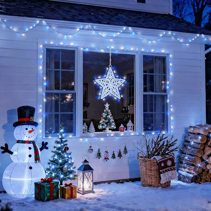 JMEXSUSS 2 Pack Solar String Lights Outdoor Waterproof, Total 66 FT 200 LED Solar Christmas Lights Outdoor, Twinkle Light for Christmas Tree Outside Garden Yard Xmas Decor, Blue and White