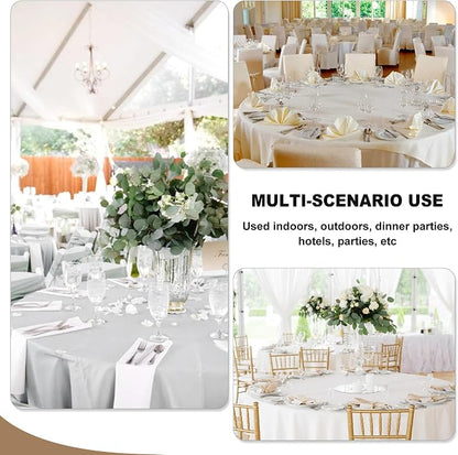 Fitable 8 Pack White Round Tablecloths - 120 Inches in Diameter | Wrinkle & Stain Resistant, Washable Polyester Fabric Cloth Cover, For Wedding, Party, Banquet, Formal Events