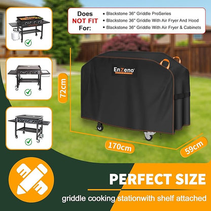 Enzeno Griddle Cover for Blackstone 36" Griddle,420D Oxford Cloth Barbeque Griddle Cover Waterproof UV and Fade Resistant Grill Cover with Straps