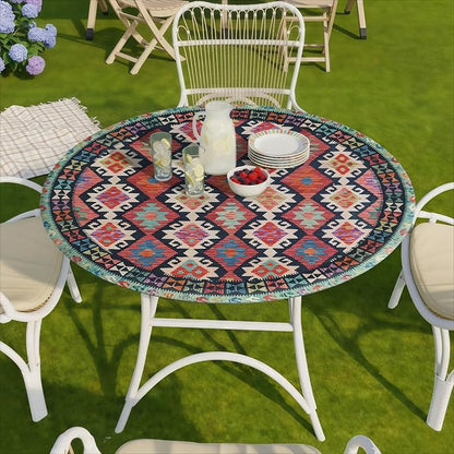 opstellen Fitted Round Tablecloth Waterproof Table Cloth Vinyl Indoor Outdoor Aesthetic Circle Cover for 36-44" Tables Dining Kitchen Studio Apartment Party Gear Gifts Summer Fall Patio Essentials