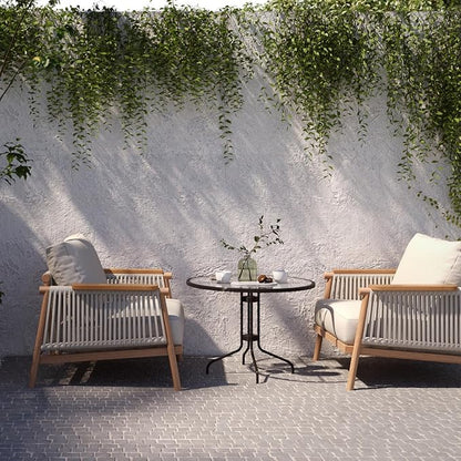 Acanva Modern All-Weather Aluminum Outdoor Patio Sofa with Thick Cushions, Olefin Fabric Sunroom Backyard Furniture, Light Khaki, Armchair