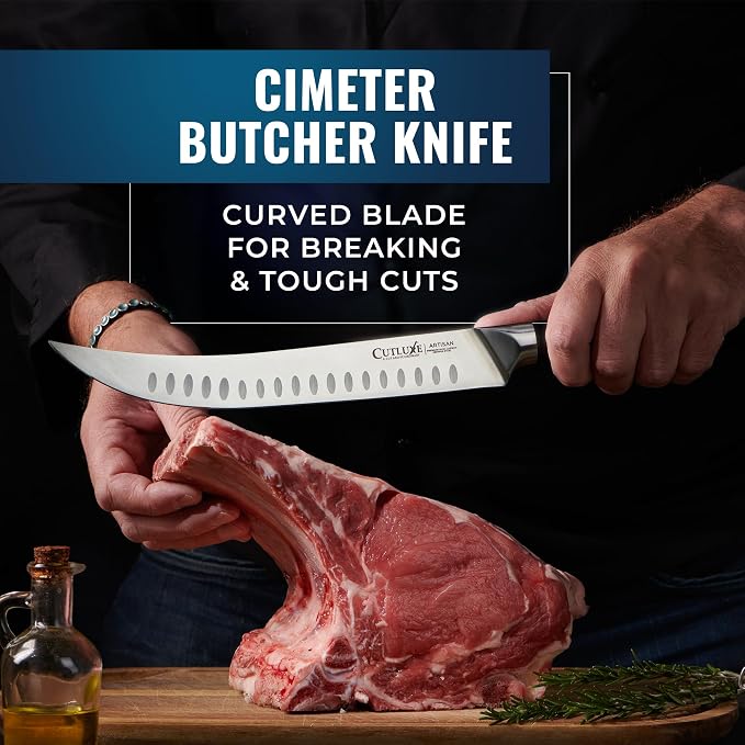 Cutluxe Butcher Knife Set, Brisket, Breaking, Boning & Fillet for Meat | BBQ Carving Blades, Ultra Sharp German Steel, Full Tang Ergonomic Handles – Grilling Gift for Men