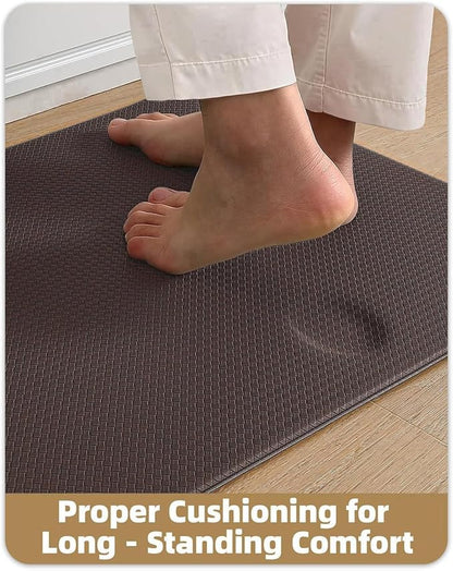 Color&Geometry Anti Fatigue Cushion Kitchen Mat for Floor -24"x94",Wide,Easy Clean, Water & Oil Proof, Anti Slip, Foam Rubber Runner Rug for Front Sink Comfort Standing,Brown
