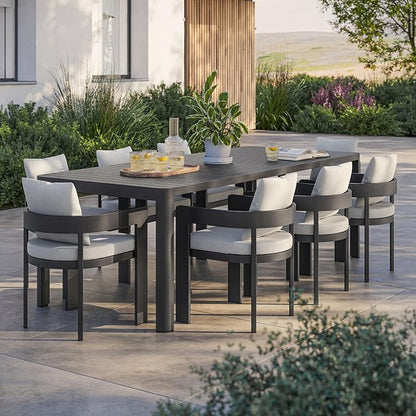 Modway Tahoe Aluminum 9-Piece Patio Dining Set in Gray White