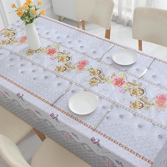 Heavy Duty Waterproof Vinyl Tablecloths for Rectangle Tables, Oil Proof Spill Proof PVC Table Cloth, Wipe Clean PVC Table Cover for for Dining, Camping, Picnic, Outdoor (001,Grey, 55 * 108)