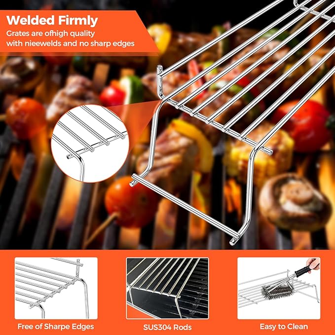 QuliMetal 304 Stainless Steel Warming Rack for Weber Genesis 300 Series(2007-2016), Genesis E310, E320, E330, S310, S320, S330, Replacement for Weber 65054, 81323, 62749