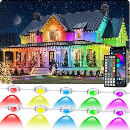 300FT Permanent Outdoor RGB Lights, IP67 Waterproof Smart Eave Lighting, with App/Remote Control Eaves Light, DIY LED Scenes Modes for House Roof Decor,Party