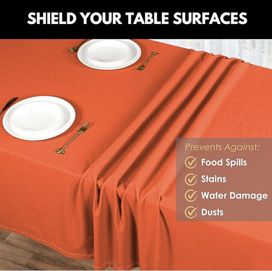 Table Cloth Rectangle 52x70, Kitchen Dining Indoor Outdoor Buffet Table Cover 100% Cotton Tabletop Table Cloth Decoration Parties BBQ Machine Washable, Orange
