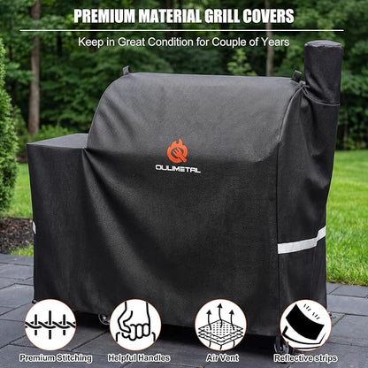 Grill Cover for Rectec Flagship 1100,RT-1250,RT-700 and RT-680 Wood Pellet Grills - 600D Heavy Duty Premium Waterproof Fade Resistant Outdoor All-Weather Protection BBQ Grill Cover