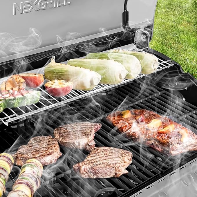 Adjustable Stainless Steel Warming Rack for Nexgrill 720-0830H 720-0888 720-0958B 720-0882A, Easy-Check Fit Accessory for Outdoor Cooking or Use